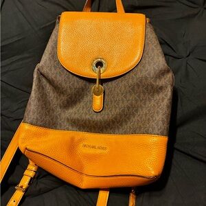 Michael Kors Orange and Brown Backpack